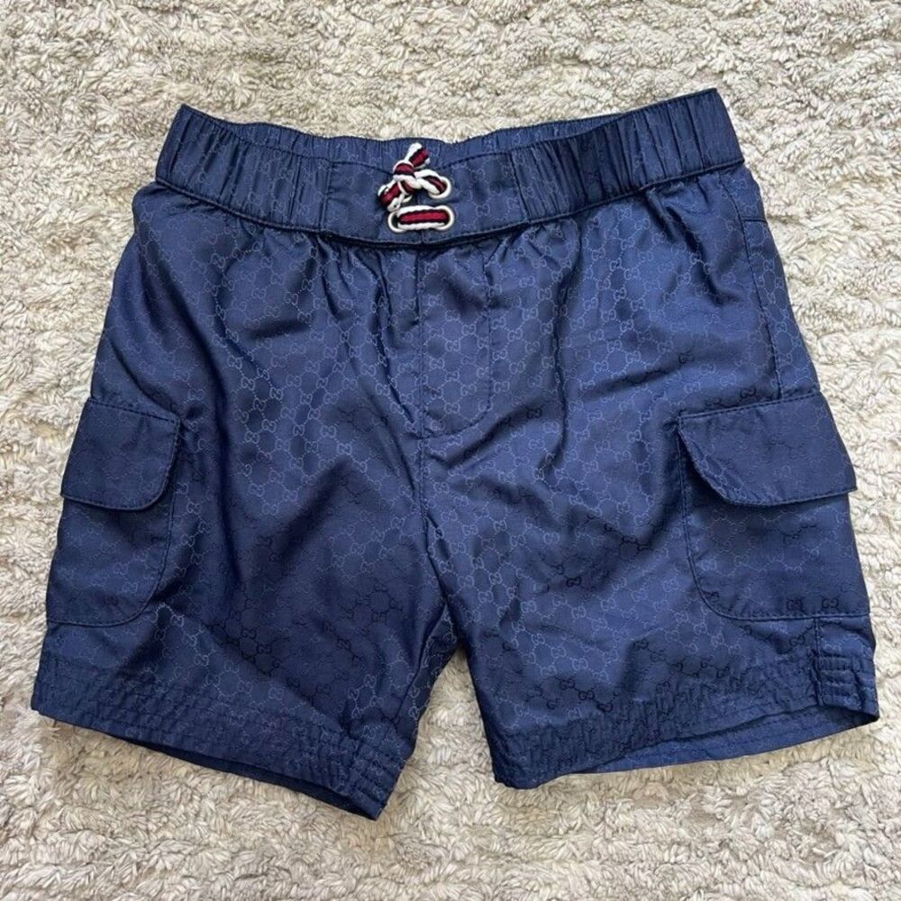 Gucci Jacquard GG Blue All-Over Monogram Logo Swim Shorts Boys Size 9-12m